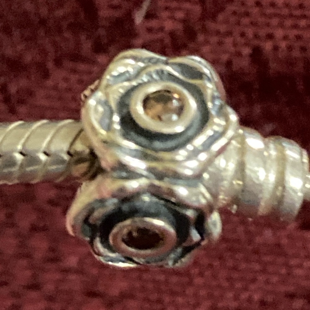 PANDORA ROSE PETALS PINK CZ FLOWER CHARM - Picture 2 of 10